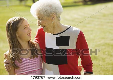 Stock Photo - Grandmother and granddaughter. Fotosearch