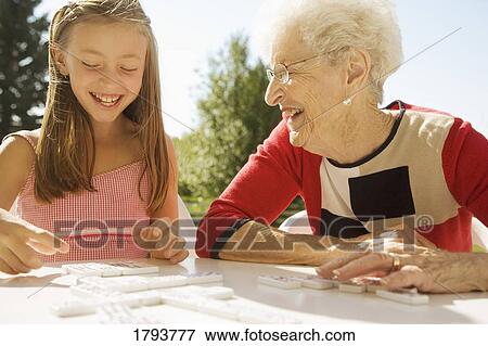 Stock Photo - Grandmother and granddaughter. Fotosearch