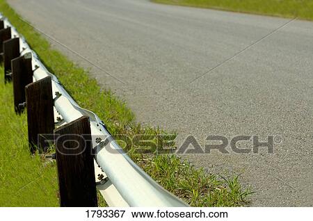 Stock Photo - Guardrail beside road. Fotosearch