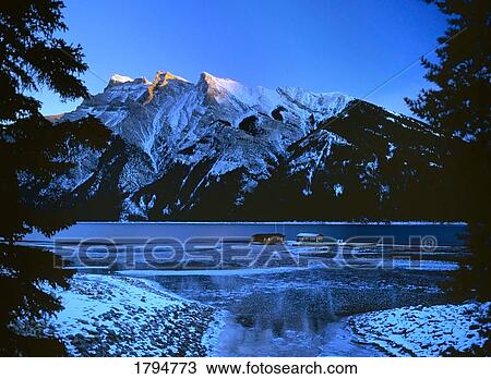 Stock Image - Lake Minnewanka in Banff. Fotosearch