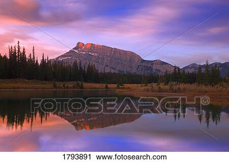 Stock Image - Mount Rundle and the Cascade Ponds in Banff. Fotosearch
