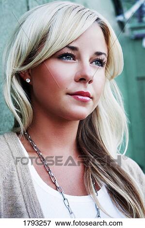 Stock Photo - Portrait of a young woman. Fotosearch