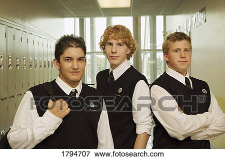 Stock Photo - Students in a school hallway. Fotosearch