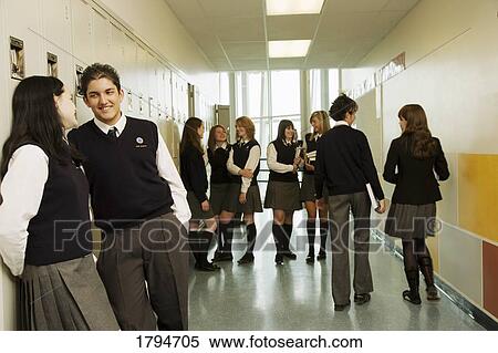 Stock Photography - Students in a school hallway. Fotosearch