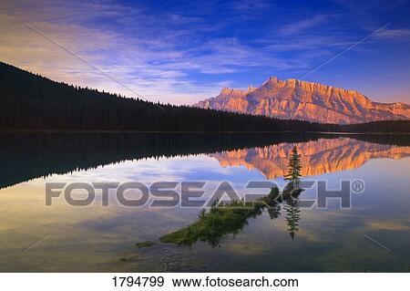 Two Jack Lake in Banff View Large Photo Image Stock Photo - Two Jack Lake in Banff. Fotosearch