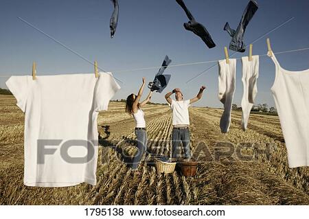Stock Photo - Laundry getting air dried. Fotosearch