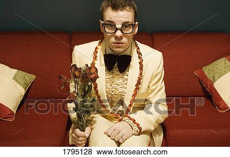 Nerd waiting for a date View Large Photo Image Stock Photo - Nerd waiting for a date. Fotosearch