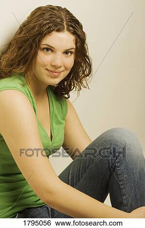 Stock Photograph - Portrait of young adult female. Fotosearch