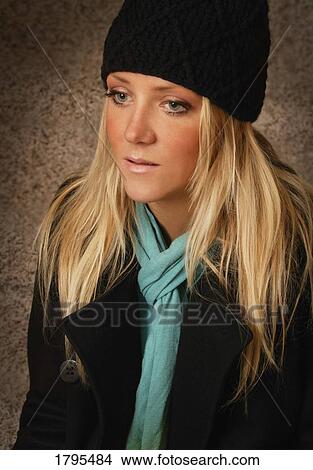 Picture - Woman with a hat. Fotosearch