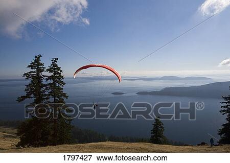 Stock Photo - A parachute and a view. Fotosearch