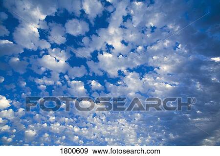 Blue sky with scattered clouds View Large Photo Image Stock Photo - Blue sky with scattered clouds . Fotosearch