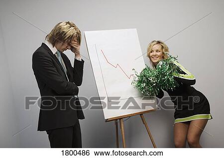 Stock Photograph - Cheerleader And Business Man. Fotosearch