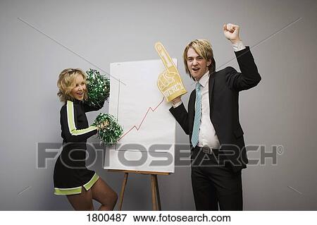 Cheerleader And Businessman Cheering View Large Photo Image Stock Photo - Cheerleader And Businessman Cheering. Fotosearch