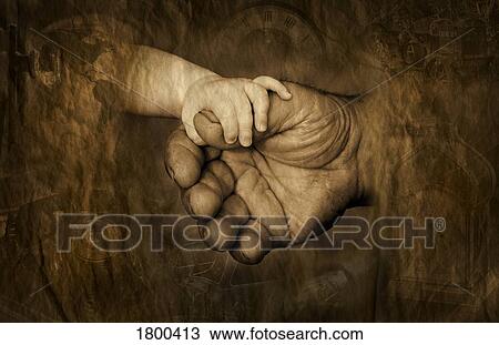 Stock Image - Child's hand holding adult hands. Fotosearch