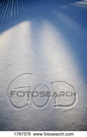 Stock Photo - God's name written in the snow. Fotosearch