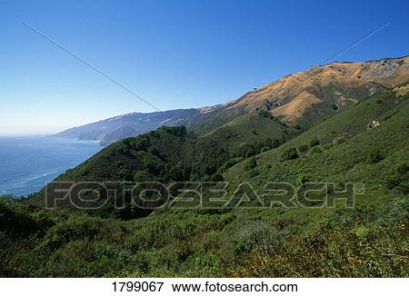 Hillside with the ocean in the distance View Large Photo Image Stock Photo - Hillside with the ocean in the distance. Fotosearch