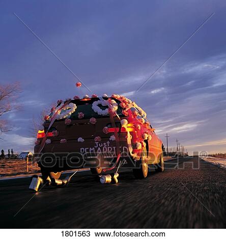 Just married car View Large Photo Image Stock Image - Just married car. Fotosearch