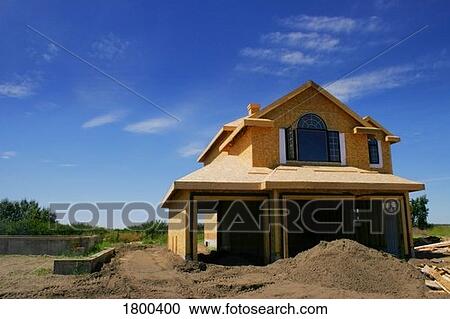 Stock Image - Partially constructed house. Fotosearch