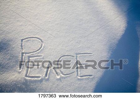 Stock Image - Peace written in snow. Fotosearch
