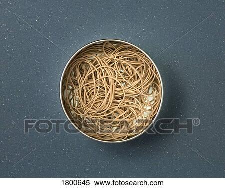 Stock Photography - Rubber bands in metal tin . Fotosearch