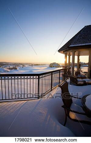 Snow covered balcony View Large Photo Image Stock Image - Snow covered balcony. Fotosearch