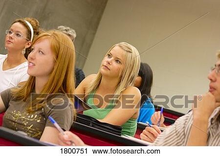 Stock Image - Students in a classroom. Fotosearch