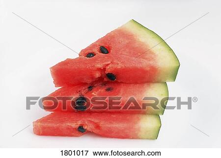 Stock Photo - Three pieces of watermelon. Fotosearch