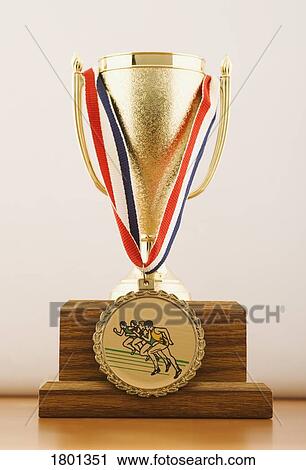 Stock Image - Trophy with medal. Fotosearch