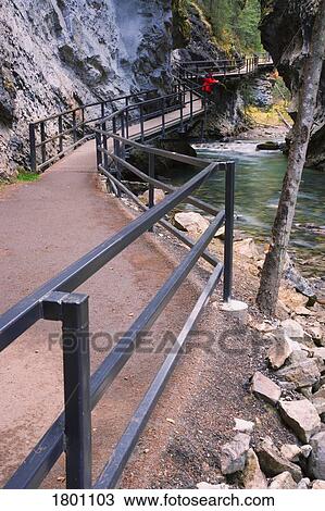 Stock Image - Walkway at Johnston Canyon Banff National Park, Alberta, Canada . Fotosearch