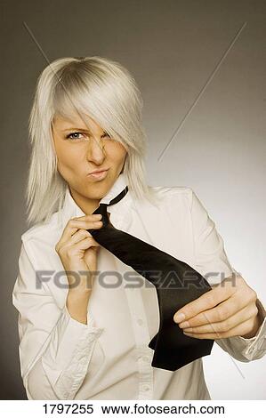 Stock Photography - Woman with neck-tie. Fotosearch