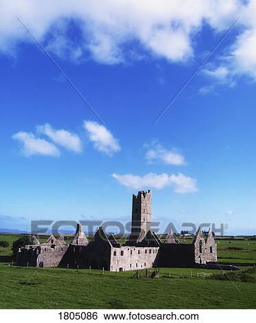 Stock Photograph - Ancient Abbeys, Moyne Abbey - 15th C., Franciscan, Ireland. Fotosearch