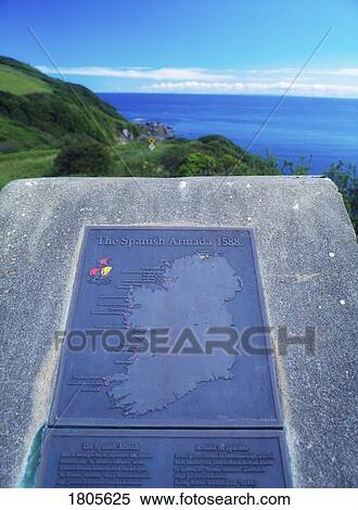 Stock Photography - Co Donegal, Plaque Indicating Kinnagoe Bay, Site Of Armada Wreck, Ireland. Fotosearch