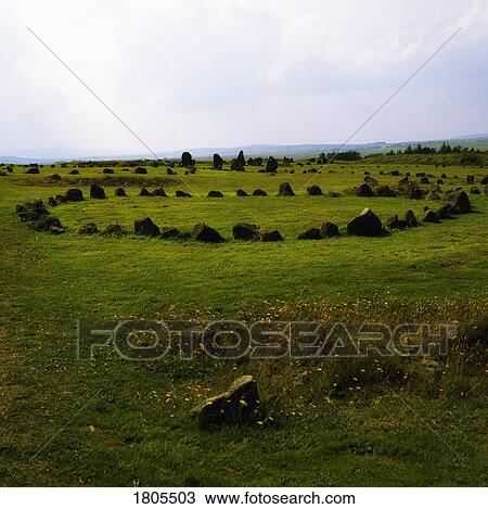 Stock Image - Co Tyrone, Cookstown, Beaghmore Stone Circle, Ireland. Fotosearch