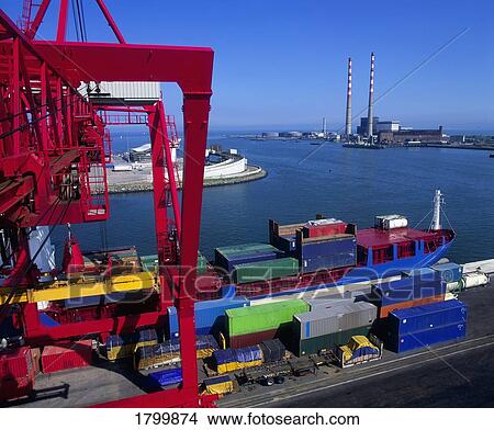 Picture - Container Docks, Dublin Port, Ireland. Fotosearch