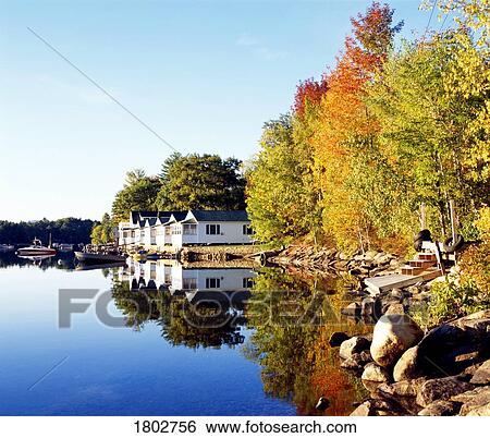 Stock Photograph - Cottages in the New Hampshire Lakes Region, USA. Fotosearch