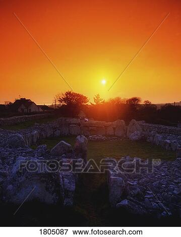 Stock Photo - Creevykeel Court Cairn, Co Sligo, Built 3000-2500 BC, Showing Passage and Court area, Ireland. Fotosearch