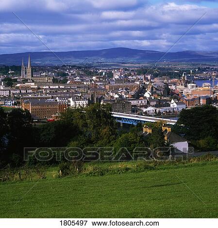 Stock Photo - Derry, View Over Derry, Ireland. Fotosearch