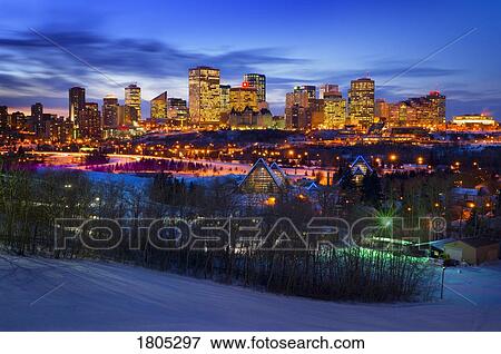Stock Photo - Edmonton winter skyline . Fotosearch