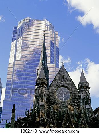 Exterior of a church and office tower View Large Photo Image Stock Image - Exterior of a church and office tower . Fotosearch