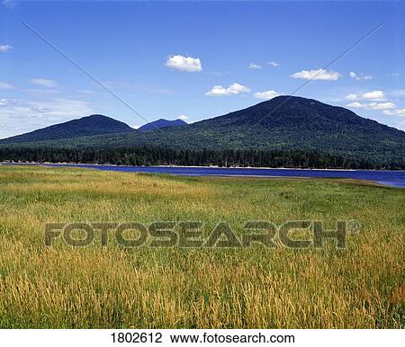 Grassy field with river and mountains View Large Photo Image Stock Image - Grassy field with river and mountains. Fotosearch