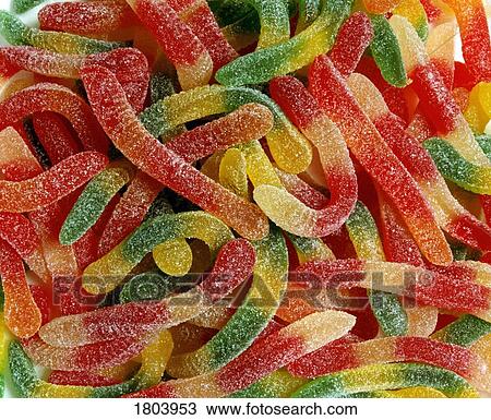 Stock Image - Gummi worms. Fotosearch