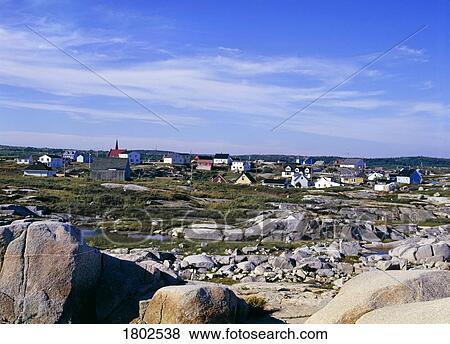 Stock Photo - Houses on a rocky plain. Fotosearch