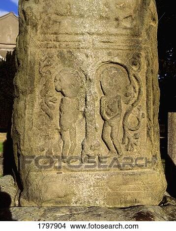 Illustration of Adam & Eve on the South (High) Cross, Ceanannus Mor (Kells), County Meath, Ireland View Large Photo Image Picture - Illustration of Adam & Eve on the South (High) Cross, Ceanannus Mor (Kells), County Meath, Ireland. Fotosearch