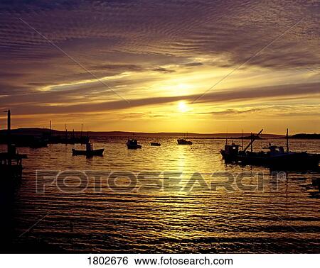 Stock Photograph - Indian Harbour at sundown, Nova Scotia. Fotosearch