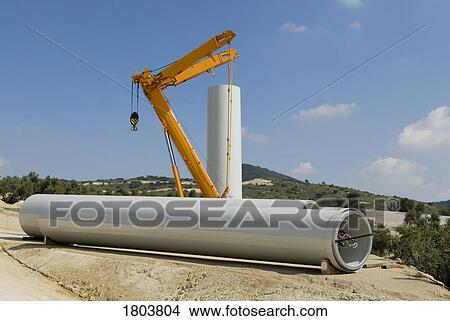Installation of a wind turbine with crane View Large Photo Image Picture - Installation of a wind turbine with crane. Fotosearch