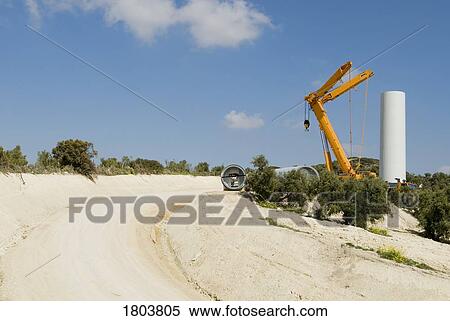 Installation of a wind turbine with crane View Large Photo Image Stock Photography - Installation of a wind turbine with crane. Fotosearch