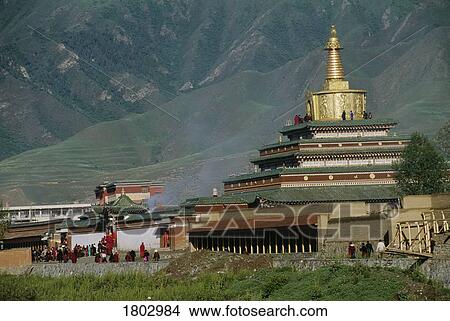 Labrang Monastery in Xiahe, China View Large Photo Image Picture - Labrang Monastery in Xiahe, China. Fotosearch
