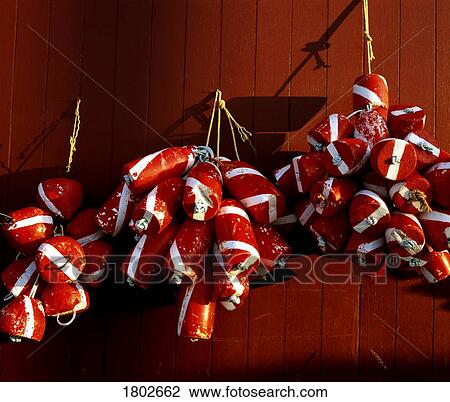 Stock Image - Lobster trap markers. Fotosearch