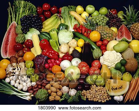 Stock Image - Mixed fruits and vegetables. Fotosearch