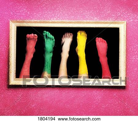 Painted bare feet inside a frame View Large Photo Image Picture - Painted bare feet inside a frame. Fotosearch